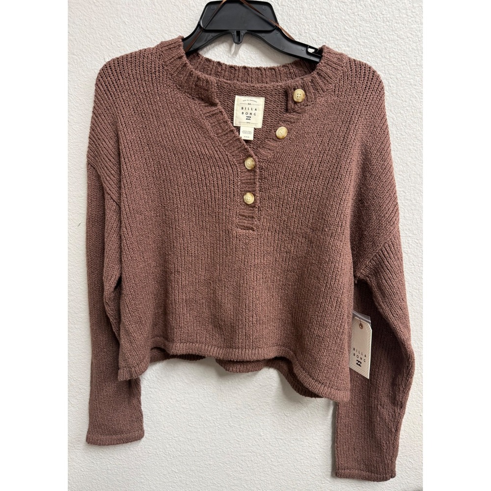 Billabong Shallow Waters Cotton Blend Sweater Brown Size M Cabincore Fall